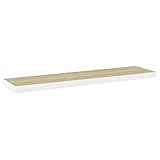 vidaXL Estante Flotante de Pared Repisa Balda Estantería Salón Sala de Estar Exhibición Colgante Decoración Blanco y Roble MDF 90x23,5x3,8 cm