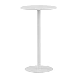 Mesa de bar redonda negra moderna para oficina en casa y cocina, mesas altas para uso en interiores y exteriores, elegante mesa de comedor circular con acabado blanco (40 x 40 x 50 cm)