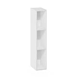 Furinno Fulda Librería con Estantería para Ahorrar Espacio de 3 Niveles, Anchura 15 cm, Blanco