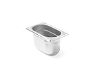 HENDI Recipiente GN 1/9,contenedor GN,bordes redondeados,resistente a Temperaturas de -40° a 300°C,apto para hornos,congeladores,calientaplatos,baño María,0.6L,176x108x(H) 65mm,acero inoxidable