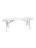 Jardin202 - Mesa Plegable Rectangular 180x70x74cm Catering | Mesa Resina con Patas de Acero Plegable para Eventos y terrazas | Unidad (Blanca)