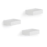 Umbra Juego de estantes de vitrina, estante de pared flotante para objetos pequeños y más, juego de 3, blanco