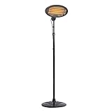 MaxxHome - Calefactor para terraza, altura regulable, con 3 niveles de calor de hasta 2000 W, ideal para balcón, terraza y jardín de invierno, 59 x 58 x 21 cm