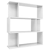 vidaXL Estantería Librería Separador Ambientes Baja Estante Libros Divisor Espacios 3 Niveles 6 Módulos Grandes y Pequeños Contrachapada Blanco Brillo