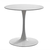 HFFAIWM Moderna Mesa Redonda Blanca Simple Ocio Mesa De Café Nórdica Té Leche Negociar Mesa Tulipán Balcón Pequeña Mesa Redonda Y Sillas (Tamaño: 60 cm, Color: Blanco)