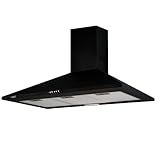 Cata Campana Extractora OMEGA 900 BK/M Campana de Cocina Bajo nivel Sonoro, Ancho de 90 cm, 3 Niveles de extracción, Panel de Control mecánico, Acabado en Color Negro