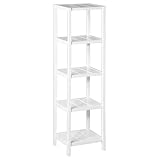 LOLAhome Estanteria de 5 baldas de Madera, Color Blanco. Rectangular de 37x33x140 cm. para Baño.Fácil Montaje