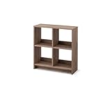 Iris Ohyama, Librería cubo / Estante abierto de madera / Mueble con 4 estantes / Estante abierto de madera, Modular, Diseño, Oficina, Casa, escuela - Wood Open Shelf - WOS-4 - Marrón ceniza