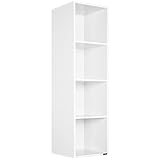 CASARIA Estantería Librería Biblioteca 106x30x30cm 4 Estantes Mueble Oficina Salón Dormitorio Cocina Blanco