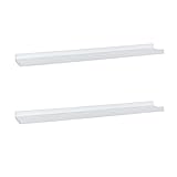 PHOENANCEE Estante de 91,5 cm con Diseño de Labio, Estante de Radiador, Estante de Fotos, Estantes Flotantes Decorativos Largos para Sala de Estar, Cocina, Dormitorio, Juego de 2, Blanco