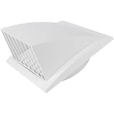 Vent Systems Rejilla de ventilación de 150 mm de diámetro, 190 x 190 mm, color blanco, con cubierta para la lluvia. Cubierta para ventilación interior y exterior. No contiene tornillos.