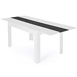 IDMarket – Mesa de comedor extensible rectangular Georgia 6-10 personas, color blanco y gris 140-220 x 90 cm