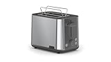 Braun PurShine HT1510GY - Tostadora de 2 ranuras, 8 niveles de tostado, funciones de calentamiento y descongelación, bandeja para migas, 900 W, gris
