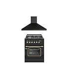 CONJUNTO PACK COCINA A GAS SOLTHERMIC HORNO ELÉCTRICO F6S40E5RB + CAMPANA 60 CM A JUEGO NEGRA RÚSTICA SIN BARRA DORADA 350m3/h