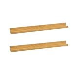 LOLAhome | Set de 2 Repisas de Pared | Balda Flotante Madera| Estante con Bordes | Estanteria Estrecha para Cuadros Fotos y Decoracion Natural De 80x9x5 cm