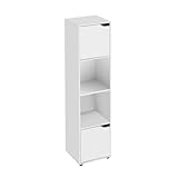LOLAhome Estantería diseño Cubo con 2 Puertas de MDF Blanca de 30x29x119 cm