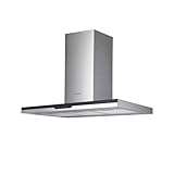SCHNEIDER SCHB2A90EBX, Campana decorativa de pared, 647m3/h, 69dB, Reciclaje o evacuación, Filtro de carbón incluido, Inox