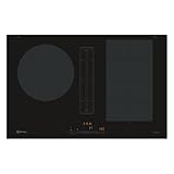 Balay - Placa de Inducción con Extractor Integrado, 80 cm de ancho, 2 Zonas, Flex Inducción, 11 niveles, Zona de 28 cm, Posibilidad de recirculación, Negro, 3EBC989LH