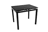 Mesa de Cocina Extensible Perl - Medidas 100/140 x 60 x 76 cm. (Negro-Negro)