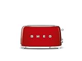 SMEG Tostador TSF02RDEU, 1500 W, Acero Inoxidable, 2 Ranuras, Rojo