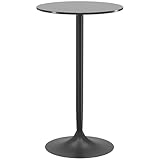 HOMCOM Mesa de Bar Redonda Mesa Alta de Cocina Moderna con Encimera Laminada y Marco de Acero para 2 Personas para Casa Comedor Ø60x102 cm Negro