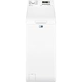 Electrolux Lavadora de carga superior EN6T5621AF, 6 kg a 1.200 rpm, SensiCare, Función Time Save, Autoposicionamiento del Tambor, Display LCD Pequeño, Inicio Diferido, Blanco