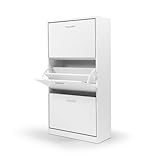 idmarket – Zapatero de 3 puertas color blanco