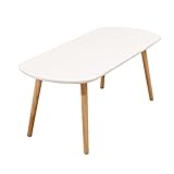 HUOLE Estilo Escandinavo Mesa de Comedor Blanco, Mesa Café Moderna Mesa y Patas de Madera de Haya-110 * 50 * 45 cm-Blanco