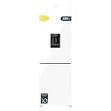 Cecotec Frigorífico Combi 250L Dispensador de Agua Bolero Coolmarket Combi 250 WD White Glass D. No Frost, Compresor Inverter, Bajo COnsumo, Modo Fast Cooling, Puerta Reversible y Alarma