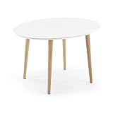Kave Home - Mesa Extensible Oval Oqui 120 (200) x 90 cm Blanco