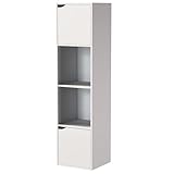 Acomoda Textil - Estantería Librería de Madera 120x30x29 cm con 2 Puertas y 2 Baldas para Almacenamiento. Mueble Organizador para Salón y Dormitorio de Fácil Montaje. (120x30x20 cm, Blanco)