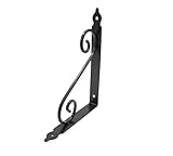 DOJA Barcelona | Escuadra Forja | 240 x 190 | Pack 2 | Soportes Negro | Escuadras Metalicas Reforzadas Encimera y Estanterias | Soporte Hierro Estante Angulos para Estanteria Pared, Mueble, Ventana