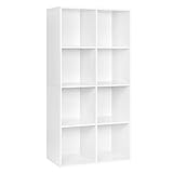 WOLTU Estantería Blanca con 8 Compartimentos de Almacenaje, Libreria Biblioteca para Casa y Oficina, Estanteria de Piso Moderna, Ideal para Estudio Juvenil y Salón, 60x29,5x121cm, SK002ws4