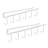 YoniYa 2 piezas Tazas Soportes Debajo del Gabinete Soporte para tazas Vasos de Vino de Almacenamiento Ganchos Colgador Utensilios de Cocina para 12 tazas Cocina Colgando Rack