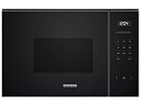 Siemens BF525LMB1 iQ500 - Microondas empotrable, 59 x 38 cm, 800 W, 20 L, acero inoxidable, plato giratorio de 25,5 cm, control táctil, ayuda de limpieza hidrolítica, 7 programas automáticos, color