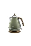 De'Longhi 40031358 - Tetera eléctrica, 2000 W, 1.7 L, acero inoxidable, verde