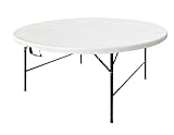 METRO Professional Mesa de Banquete Exterior Plegable, Polietileno/Acero, Redonda, 180 cm, Resistente al Agua, Blanco, Picnic, Banquete, Comedor, para Jardín, Barbacoa, Fiesta o Cocina (180 cm)