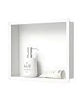 Neodrain Nicho de pared de acero inoxidable para ducha empotrado, estante individual para baño, 30 x 30 cm, color blanco
