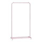 SONGMICS Perchero con Ruedas, Perchero de 74 cm, Burro para Ropa, con Estante de Almacenamiento de Malla Densa, Capacidad de Carga de 35 kg, 2 Frenos, Estructura de Acero, Rosa Jalea HSR130R01