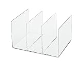 Maul Archivador catálogo acrílico 27 x 20,8 x 15,8 cm, Revistero con 3 compartimentos, Revistero para catálogo, cuaderno y revistas, optima para escritorio, estante y oficina, Transparente