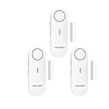 TECKNET Alarmas de Puertas y Ventanas, Sensor Puerta Alarmas para Casa, Alarma y Timbre 2 en 1, Control de Volumen de 3 Niveles, Alarma Puerta con Sirena para Hogar, Tienda, Oficina, Garaje (3 PCS)