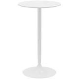 HOMCOM Mesa de Bar Redonda Mesa Alta de Cocina Moderna con Encimera Laminada y Marco de Acero para 2 Personas para Casa Comedor Ø60x102 cm Blanco