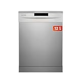 EVVO Lavavajillas Ancho 60 cm, Capacidad para 12 Cubiertos, Programa de Media Carga, Ahorro con el Programa ECO, 5 Programas, Bandeja Superior Ajustable, Panel Oculto, Modelo: D1X Acabado: Inox