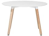 Mesa de comedor de madera de haya blanca redonda ø 120 cm para cocina y sala de estar estilo minimalista Bovio