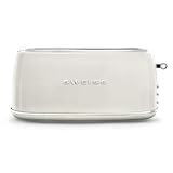 SWEISS Tostador GRV8 vintage, 2 ranuras, 6 niveles de potencia, Descongelación, Baguettes, Rápido y uniforme, Fácil limpieza, Bandeja recogemigas, Beige, 1500 W