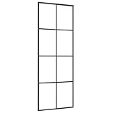vidaXL Puerta Corredera Interior Casa para Familia Espacio Transición Habitación Salón Comedor Dormitorio Vidrio ESG y Aluminio Negro