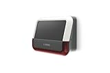 Bosch Smart Home Sirena Exterior, un Sistema de Alarma inalámbrico con Panel Solar, le avisará Mediante notificaciones, Blanco