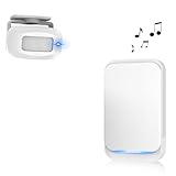 Aktivstar Sensor de Movimiento con Sonido Alarma para entradas/Sensor de Movimiento para Casa y Comercios,Timbre Inalámbrico para Puerta,Alarma de Seguridad,Detector de Presencia Portátil,（Blanco）