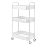Acomoda Textil - Camarera Auxiliar para Almacenamiento Cómoda Ligera y Resistente en Cocina, hogar y Restaurante. Carrito de Cocina Multiusos de 3 Niveles con Ruedas 30x45x78 cm. (Blanco)