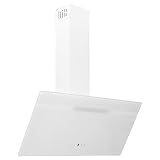 vidaXL Campana Extractora Pared Cocina Soporte Ventilador Lámpara LED Forma Inclinada Fácil de Limpiar Acero y Vidrio Templado Blanco 90 cm